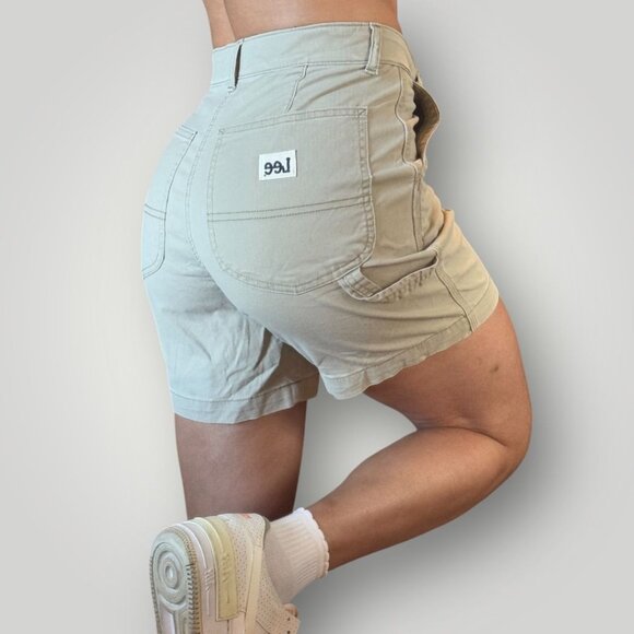 Lee Relaxed Fit Short High Rise Womens Carpenter Utility Hiking Tan Stretch Y2K - Picture 1 of 9